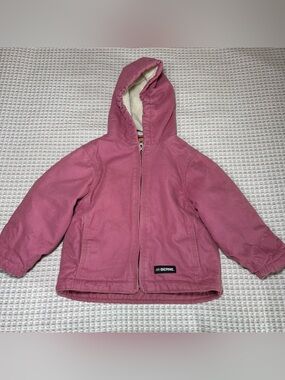 Berne Girls Pink Canvas Hooded Sherpa Lined Jacket Outerwear Coat Size 3T Warm
